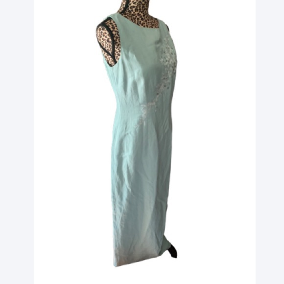 Evening Dress Jessica Howard Size 10 Linen and Rayon. Sea glass color. Elegant - Picture 3 of 3